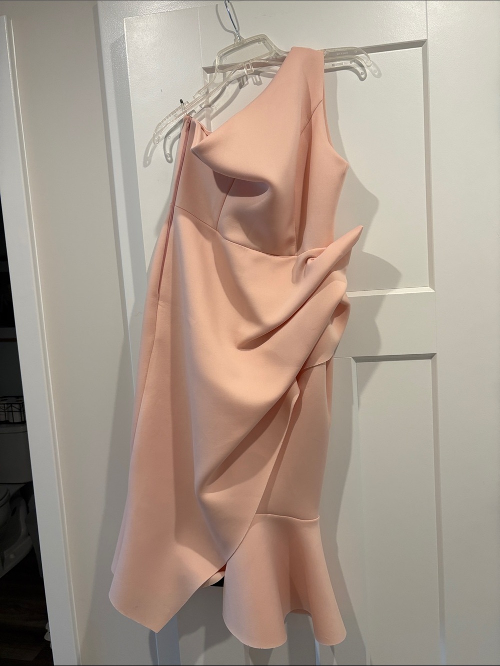 ASOS One-Shoulder Soft Pink Draped Dress